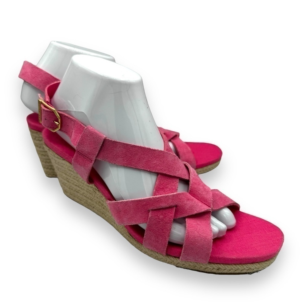 4 for $40 SALE! Cole Haan Strappy Espadrille Wedge Sandals, Barbie Pink Size 9B